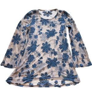 Blu pepper Women Velvet Burnout Lace Whimsigoth Top Small Blue Fairy Gothic Y2k